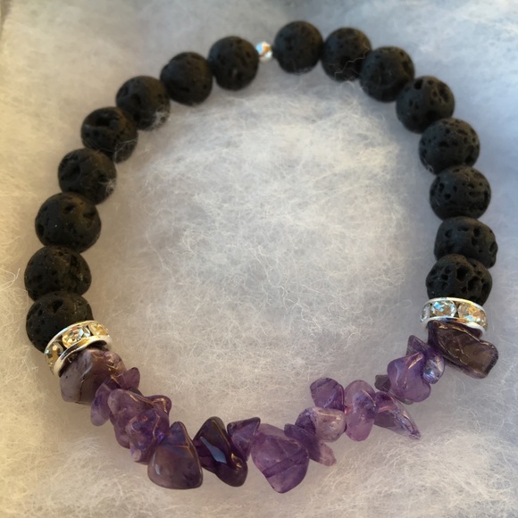 PeaceFrog Jewelry - Purple Amethyst Black Lava Rock Diffuser Bracelet